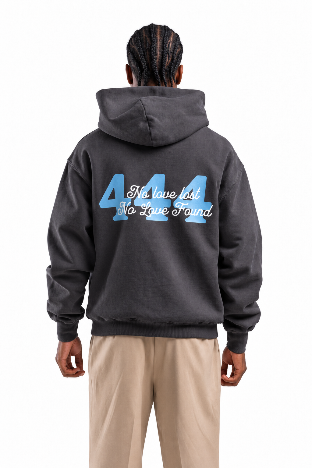 444 NO LOVE HOODIE IN SHADOW