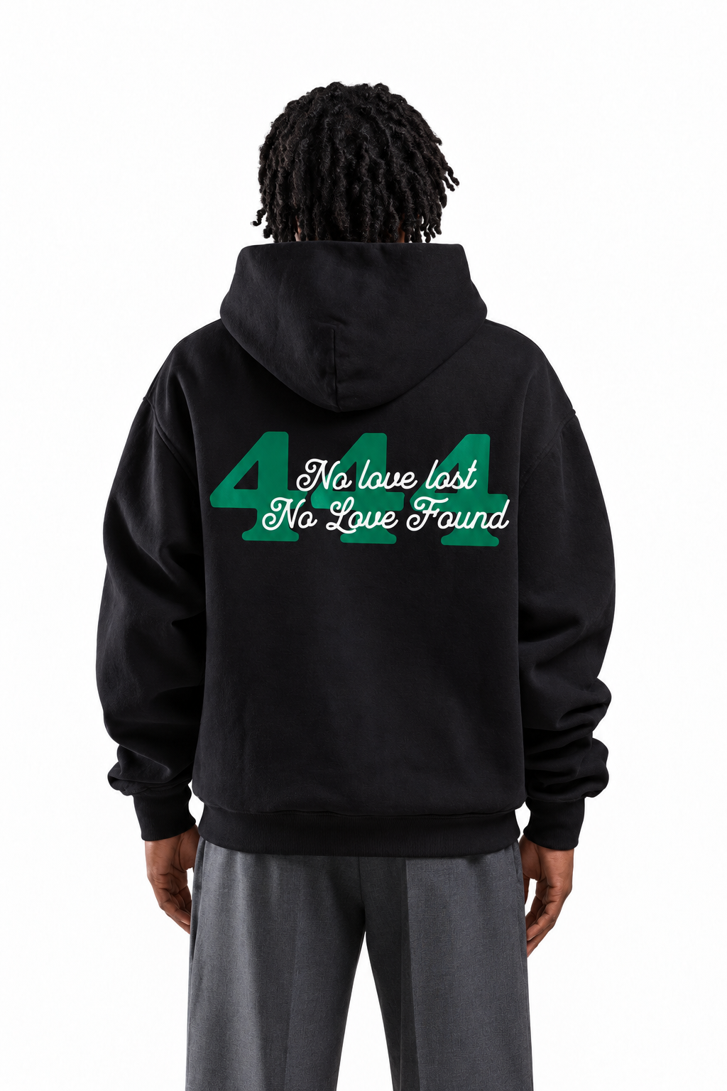 444 NO LOVE HOODIE IN BLACK